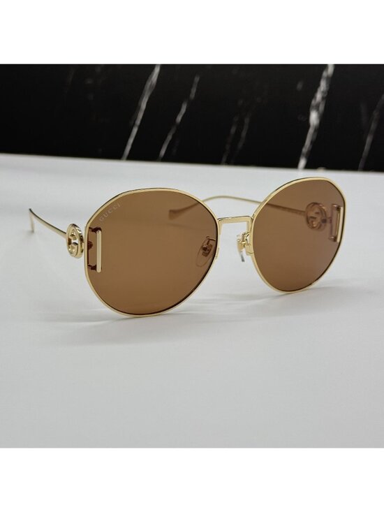 New Gucci GG1206SA 003 Women Oversized Gold Brown Sunglasses main image 10